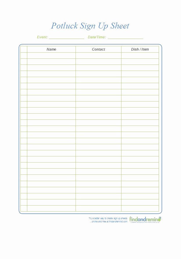 Potluck Signup Sheet Excel Beautiful Potluck Spreadsheet Template 3