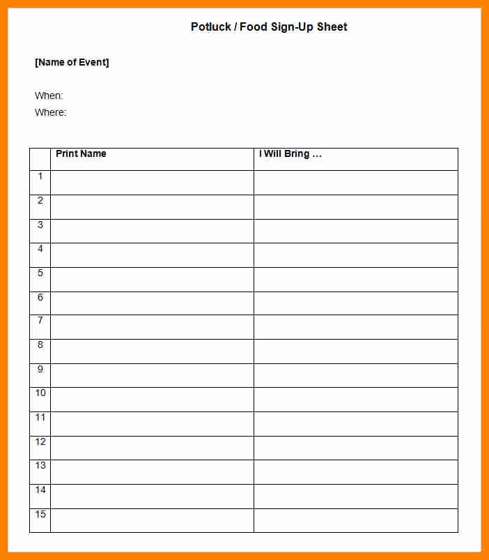 Potluck Signup Sheet Excel New Sign Up Sheet for Food