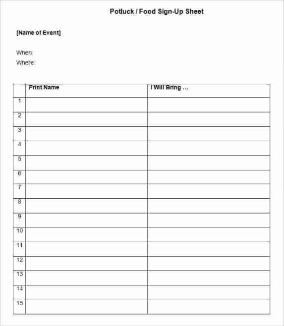 Potluck Signup Sheet Pdf Awesome Potluck Sign Up Sheets Find Word Templates