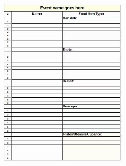 Potluck Signup Sheet Word Beautiful Search Results for “editable Potluck Sign Up Sheet