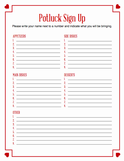 Potluck Signup Sheet Word Fresh Awesome Potluck Sign Up Sheet Template for Your