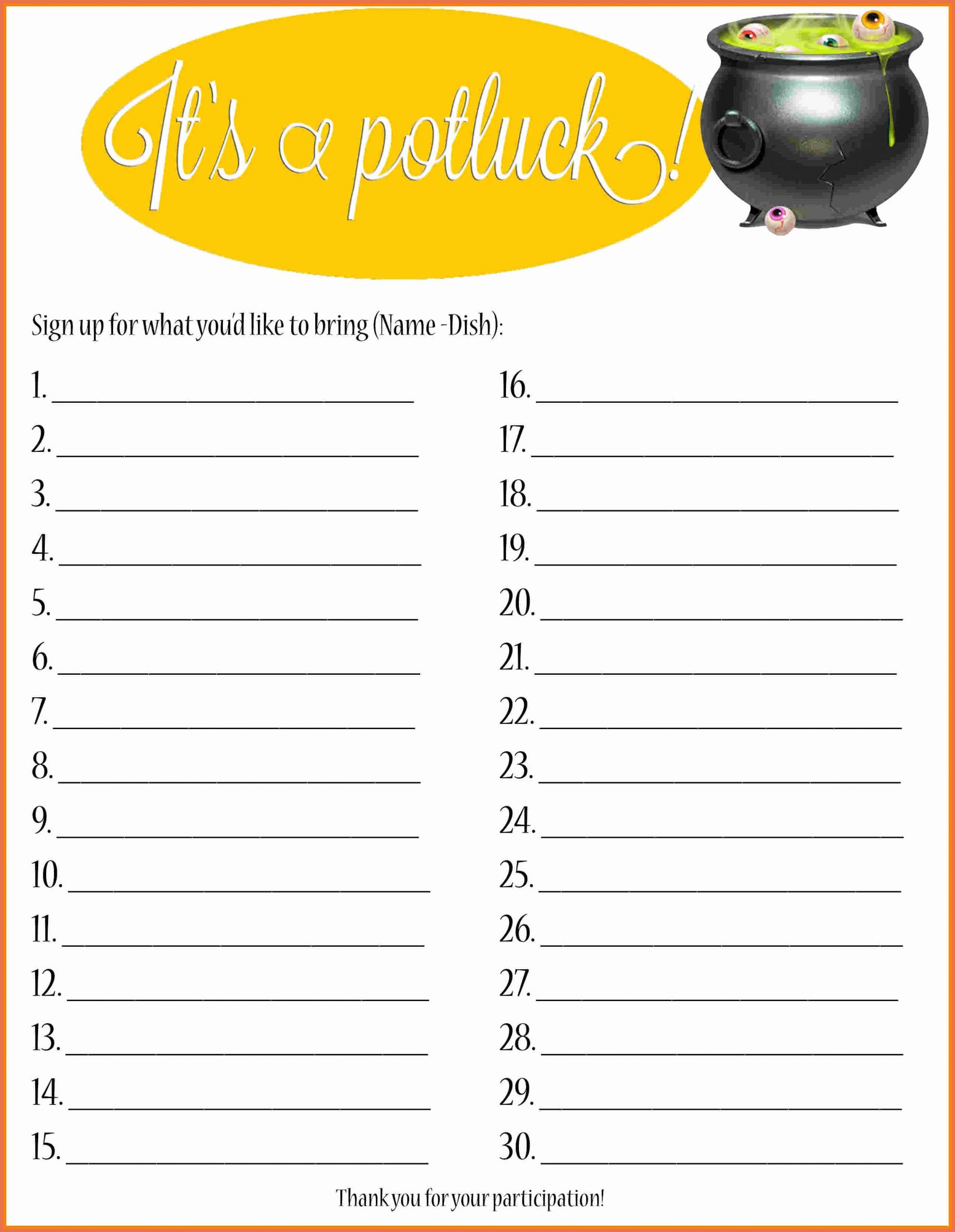 Potluck Signup Sheet Word Luxury Potluck Signup Sheet Template Word