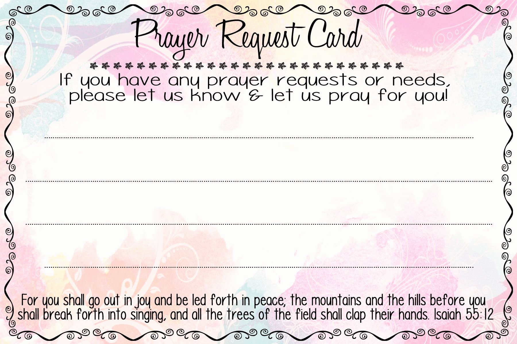 Prayer List Template Pdf Best Of Prayer Request Cards