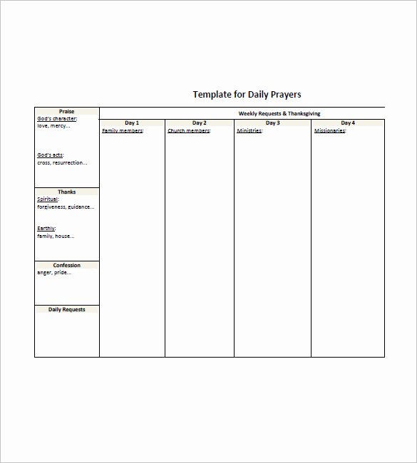 Prayer Request form Template Best Of Prayer List Template 8 Free Word Excel Pdf format