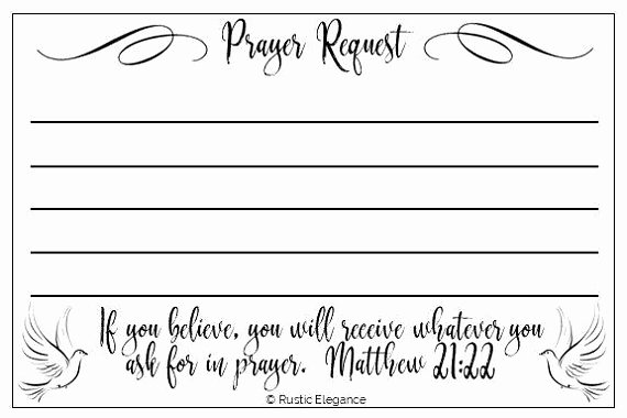 Prayer Request form Template Inspirational Packs Of Prayer Request Cards Products