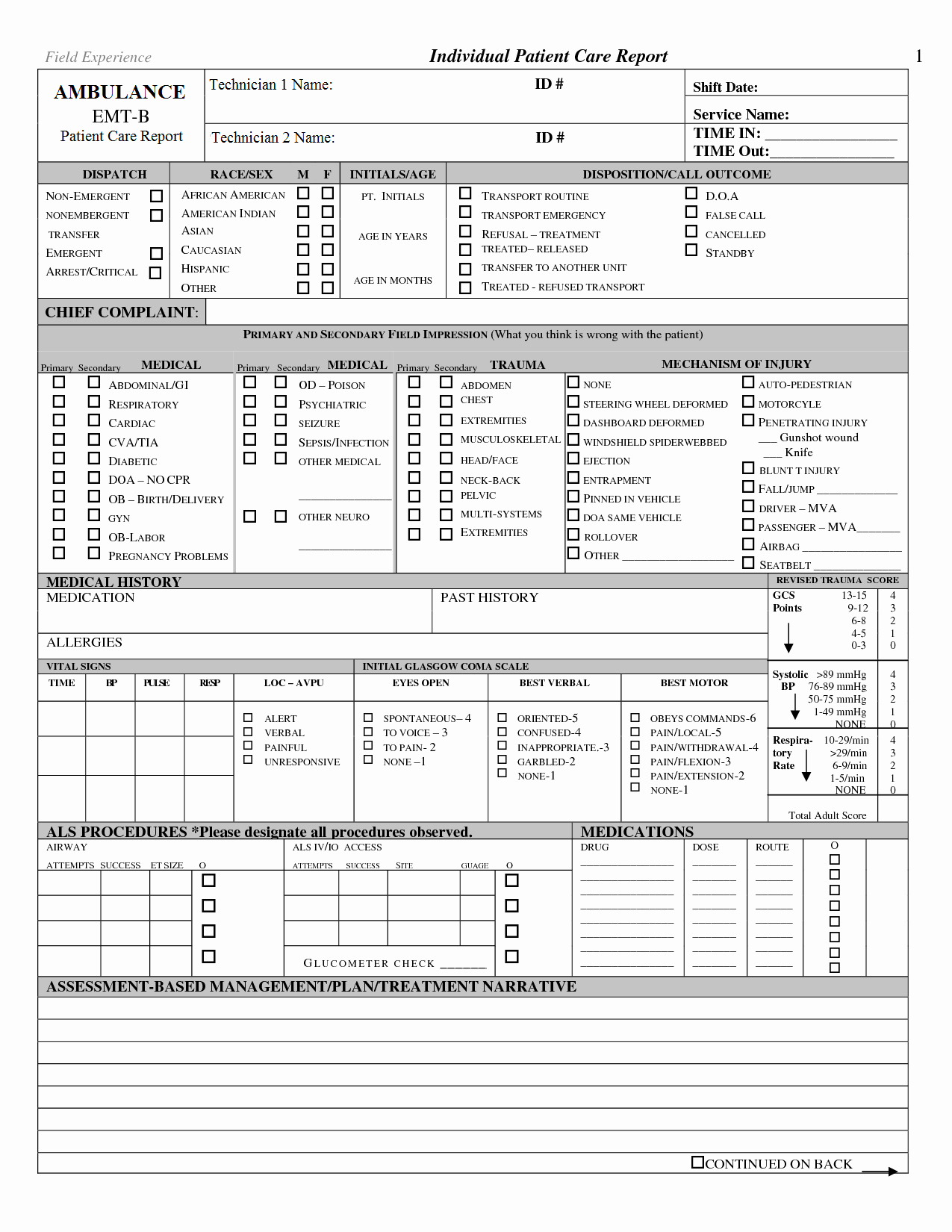 Prehospital Care Report Template Inspirational Emt Reflections