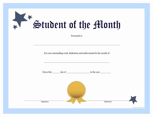 Premarital Counseling Certificate Template Awesome Free Printable Student Of the Month Certificate