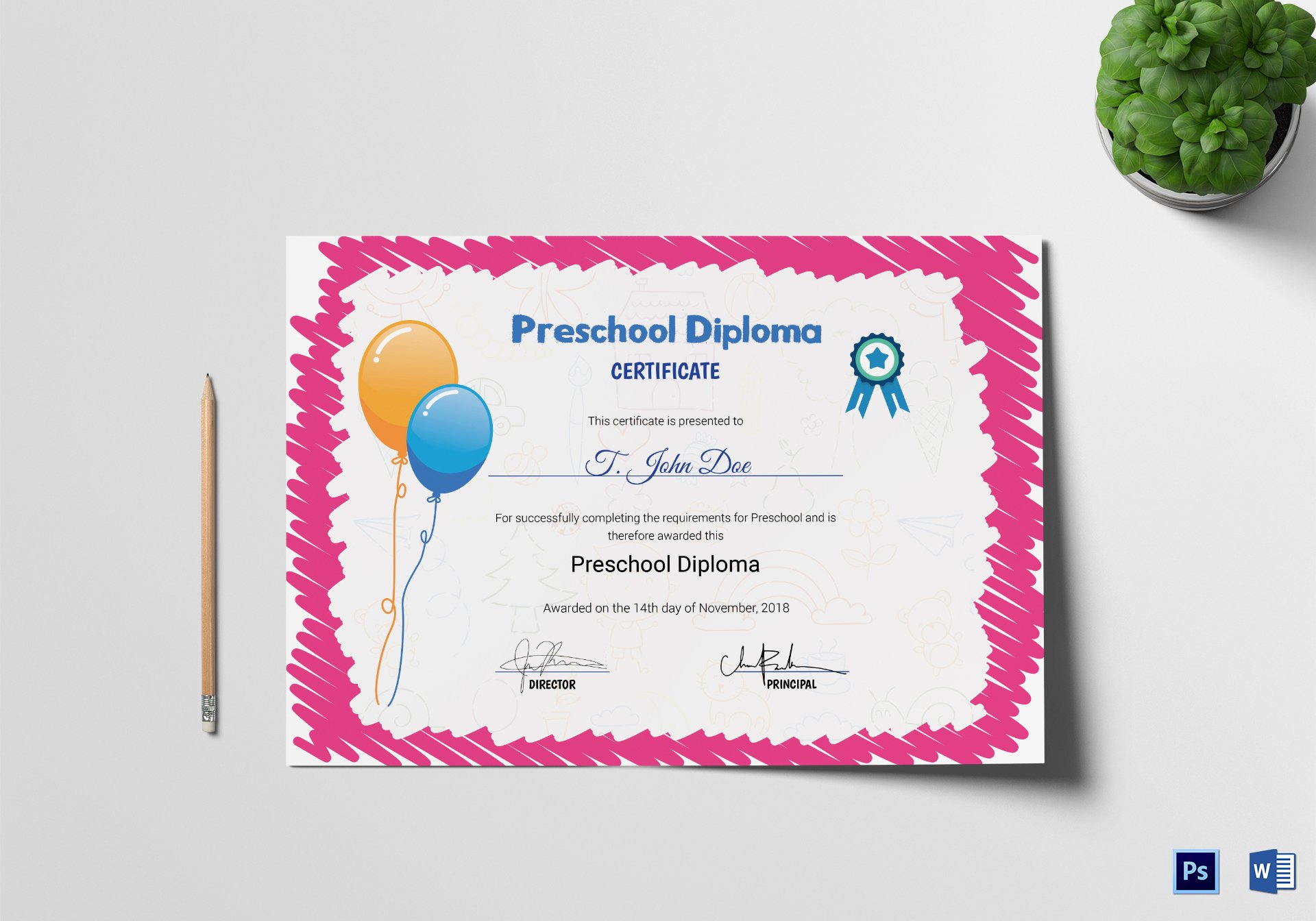 Preschool Certificate Of Completion Beautiful Pink Preschool Pletion Certificate Design Template In