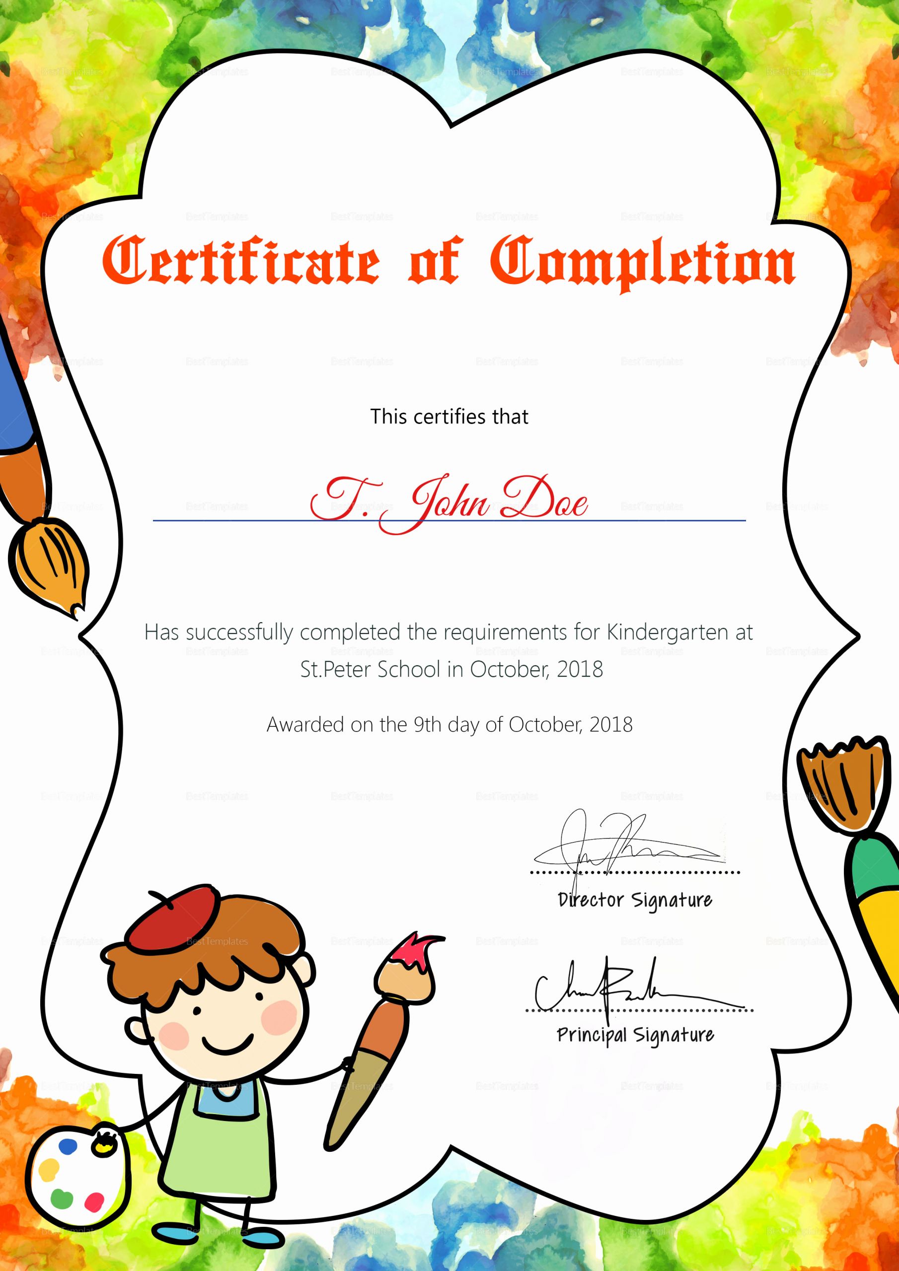 Preschool Certificate Template Free Beautiful Preschool Diploma Pletion Certificate Design Template