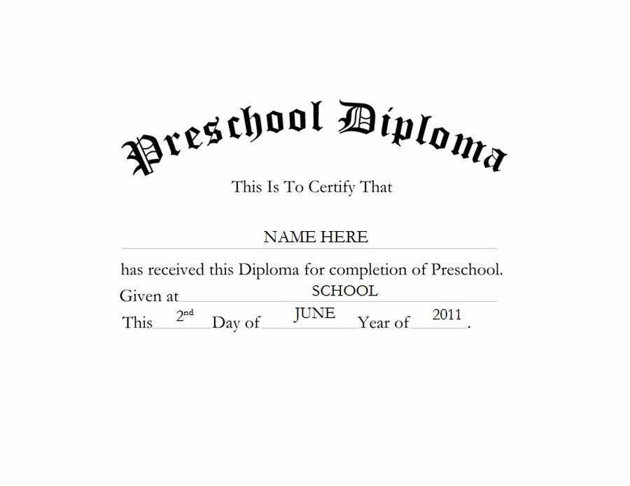 Preschool Certificate Template Free New Awards Diplomas