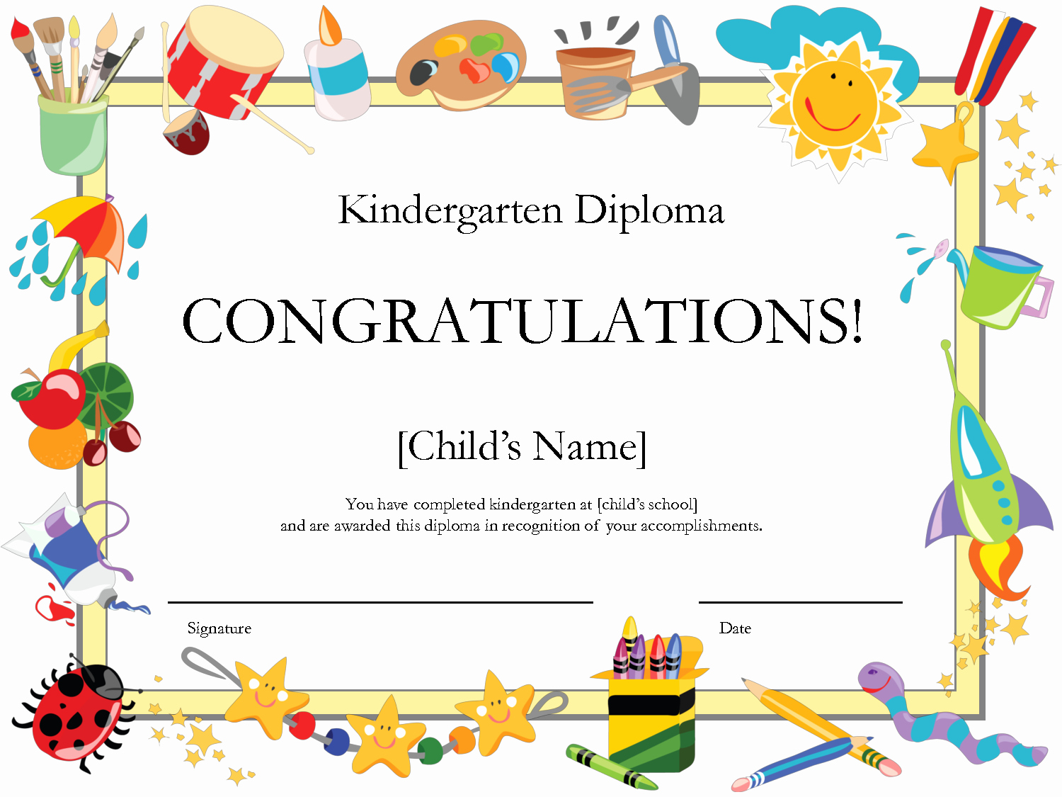 kindergarten graduation award template