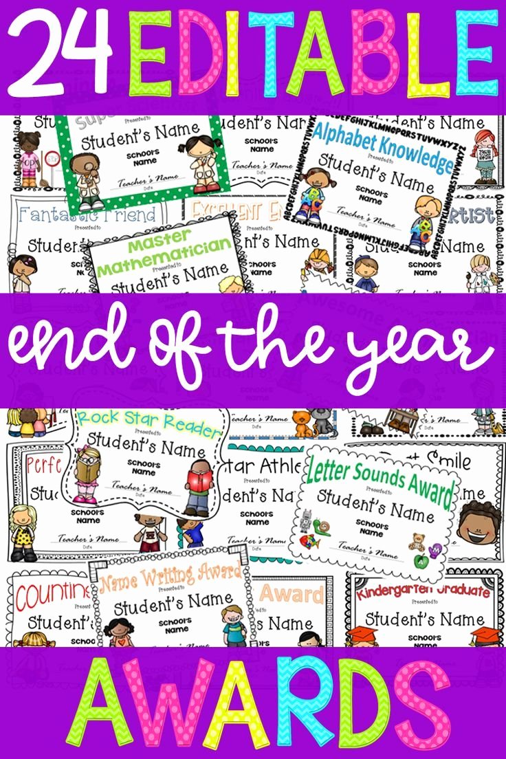 Preschool Graduation Awards Ideas Lovely End Of Year Awards Editable for Pre K or Kindergarten