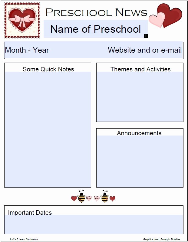 Preschool Newsletter Templates Free Lovely Free Printable Preschool Newsletter Templates