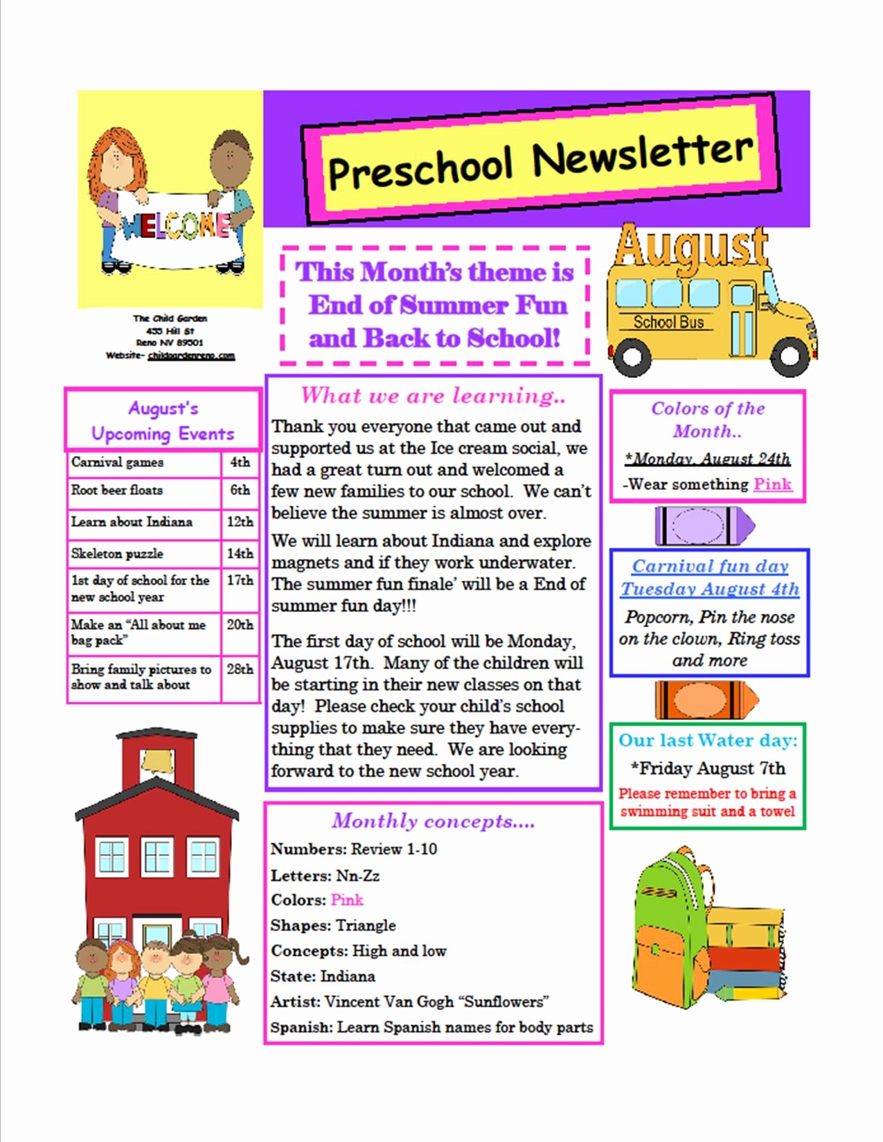Preschool Newsletter Templates Free Lovely the Child Garden Preschool