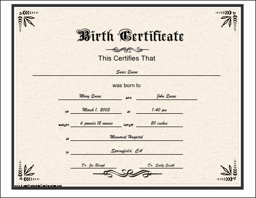 Printable Birth Certificate Template Beautiful Birth Certificate Printable Certificate