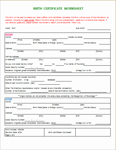 Printable Birth Certificate Template Elegant Document Templates 5 Free Printable Birth Certificate