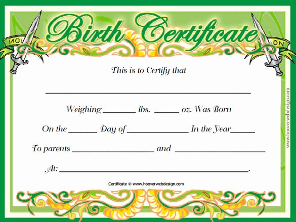 Printable Birth Certificate Template Unique Birth Certificate Templates