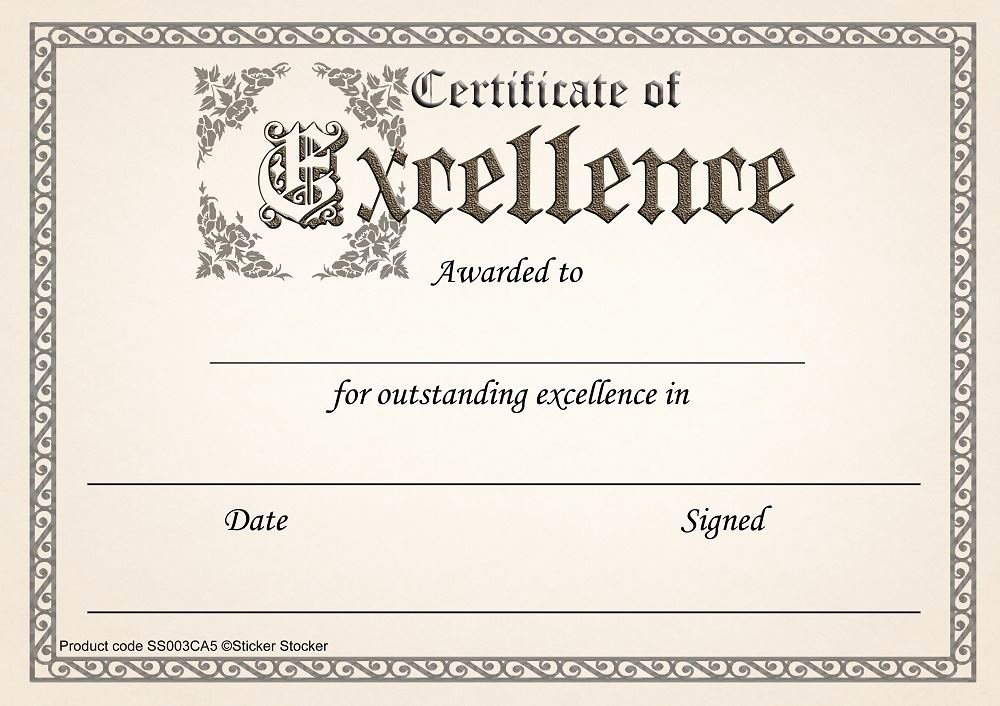 Printable Certificate Of Excellence Elegant 30 Certificate Of Excellence Awards for School Teachers