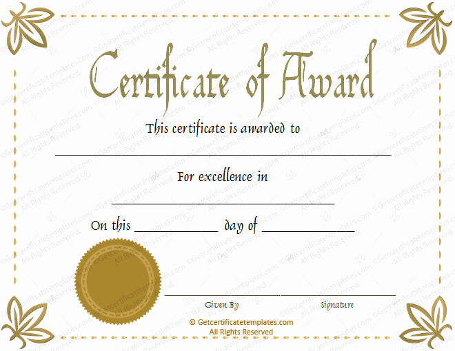 Printable Certificate Of Excellence Luxury Award Certificate Of Excellence Template
