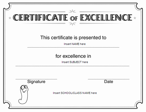 Printable Certificate Of Excellence Unique Certificate Excellence