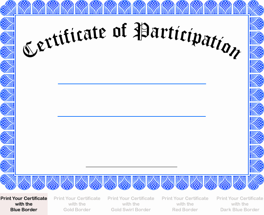 Printable Certificate Of Participation Elegant Printable Free Certificate Of Participation