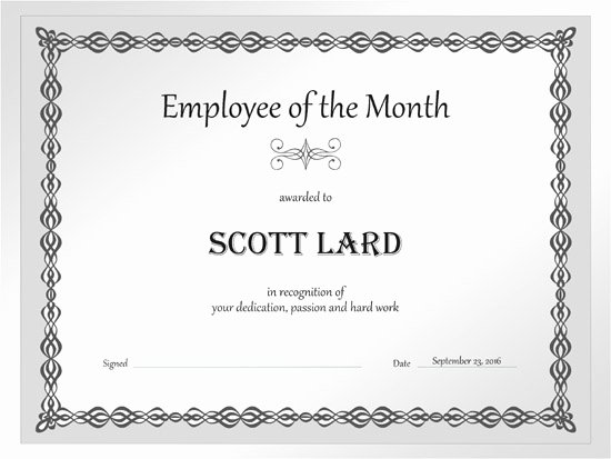 Printable Employee Of the Month Certificate Elegant 5 Employee Of the Month Certificate Templates – Word Pdf