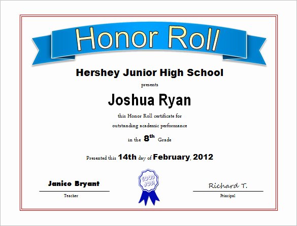 Printable Honor Roll Certificate Awesome 8 Printable Honor Roll Certificate Templates &amp; Samples