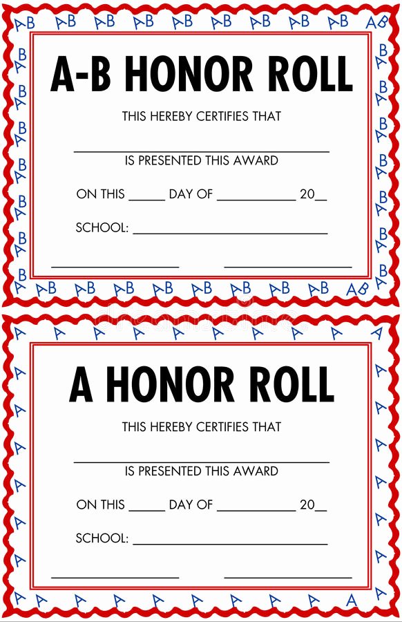Printable Honor Roll Certificate Beautiful Honor Roll Certificates Stock Vector Image Of Black