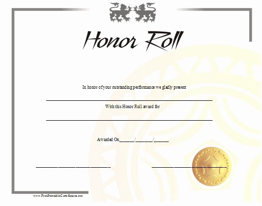 Printable Honor Roll Certificate Unique 40 Printable Free Certificate Templates Mashtrelo