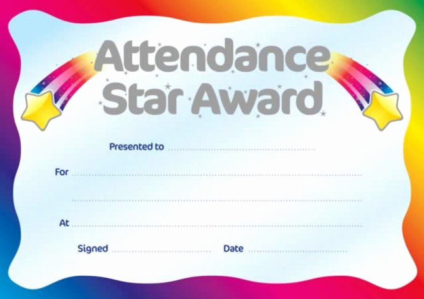 printable perfect attendance award certificate