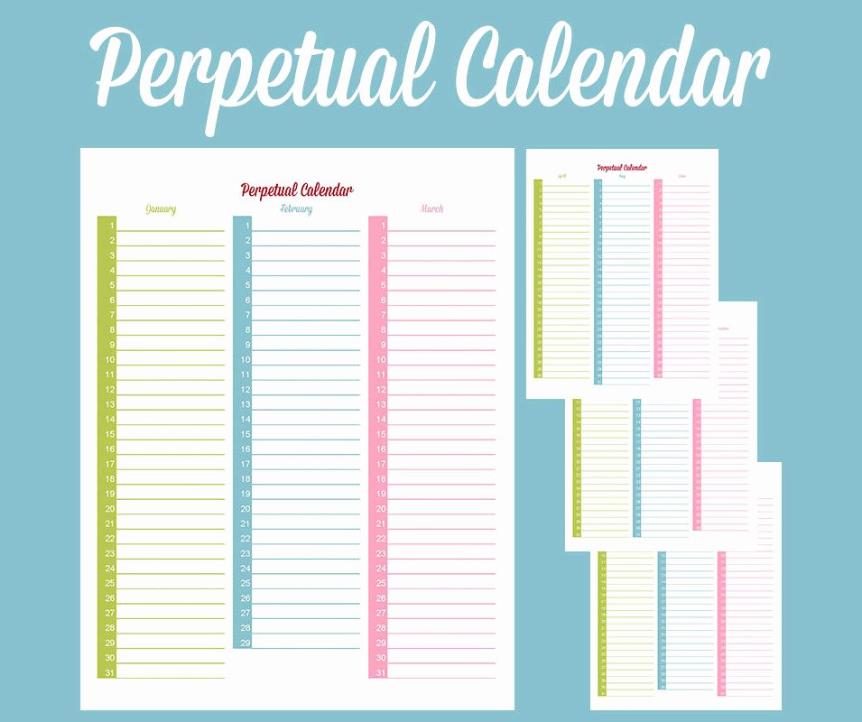 Printable Perpetual Calendar Chart Awesome Excellent Custom Perpetual Calendar Xm69