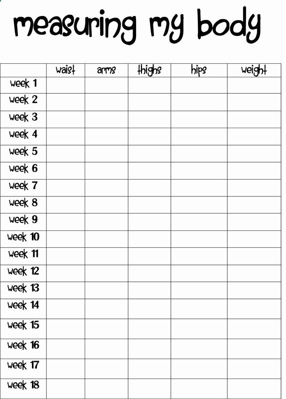 Printable Weight Loss Chart Pdf Lovely Printable Body Measurement Chart