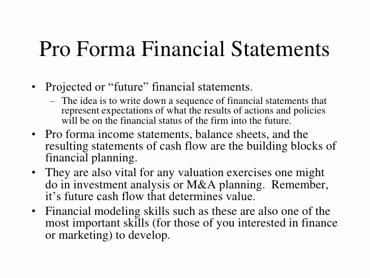 Pro forma Statement Examples Lovely Pro forma Financial Statements Pro forma Financial Statements