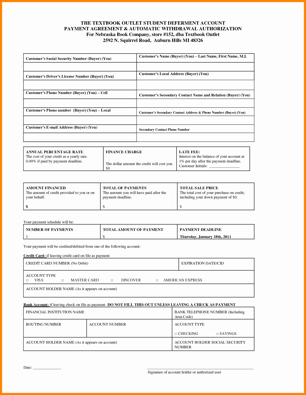 Promise To Pay Agreement Template