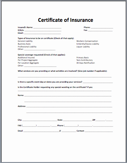 Proof Of Car Insurance Template Inspirational Certificate Insurance Template