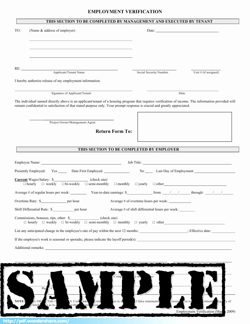 Proof Of Employment form Template Inspirational Employmetn Verification form Download Create Fill and