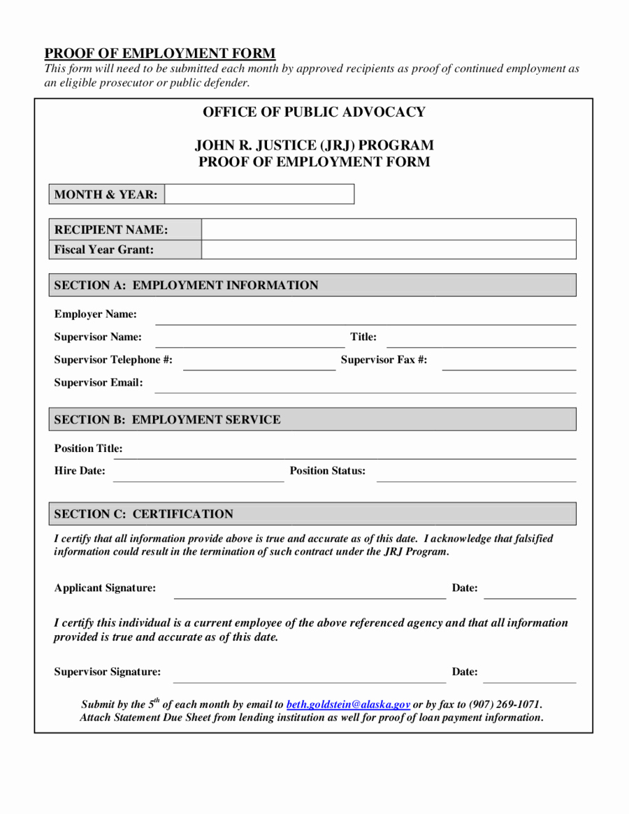 Proof Of Employment form Template Unique 2019 Proof Of Employment Letter Fillable Printable Pdf