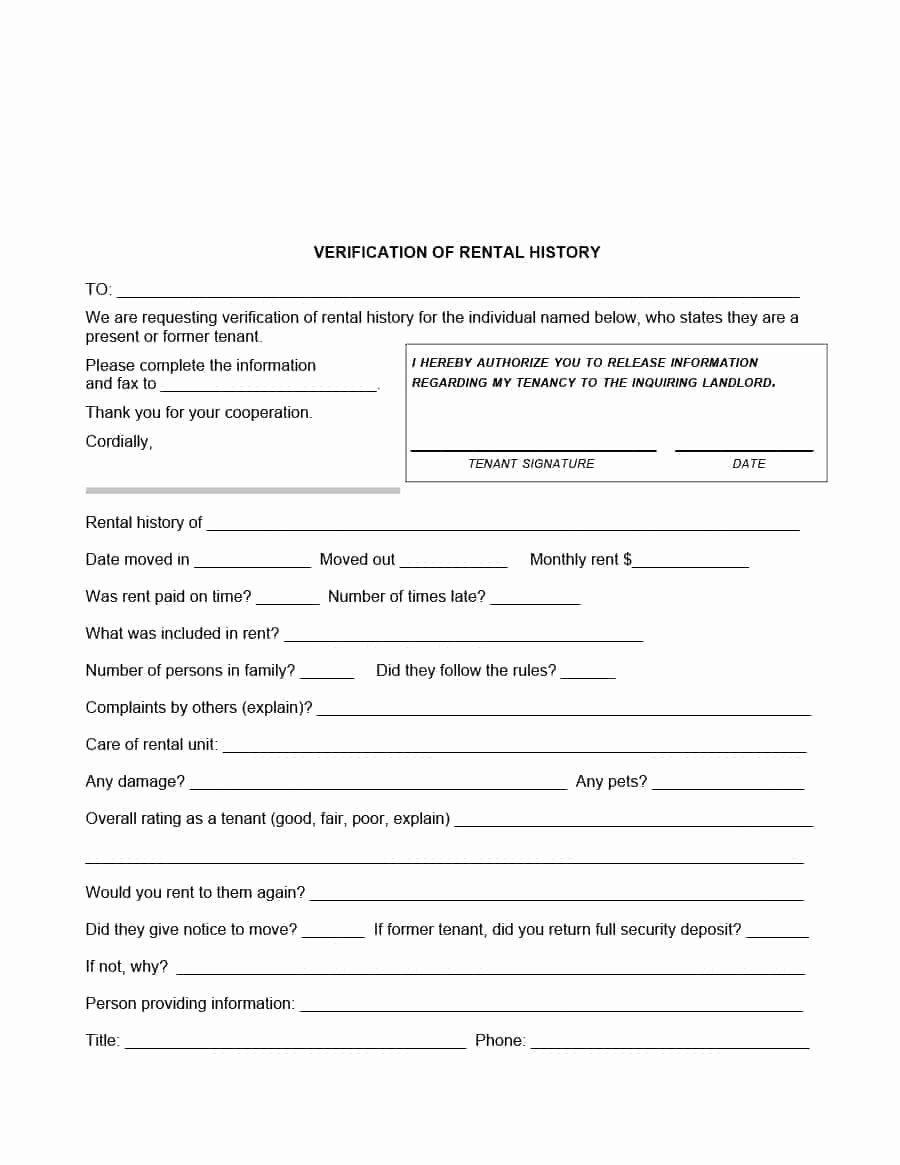 Proof Of Rent Payment Letter Sample Best Of 29 Rental Verification forms for Landlord or Tenant