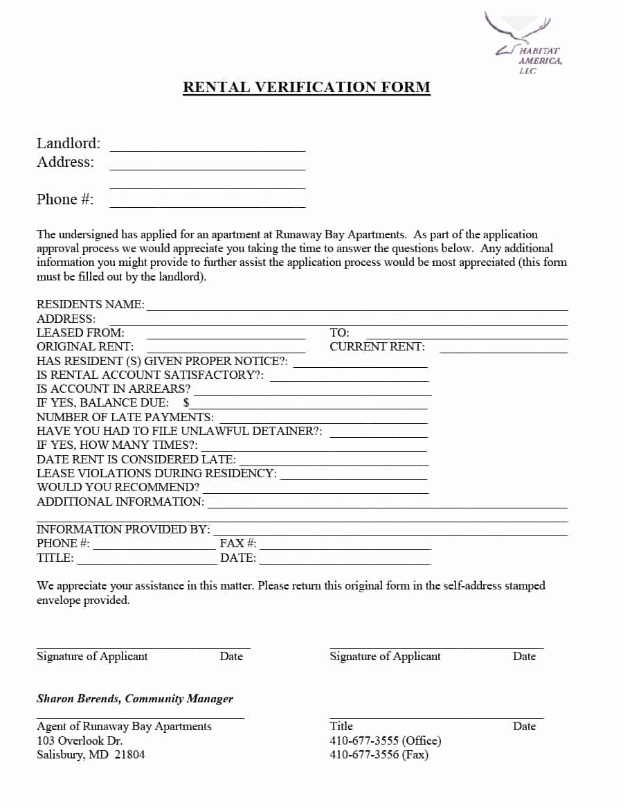 Proof Of Rental History Letter Elegant 29 Rental Verification forms for Landlord or Tenant