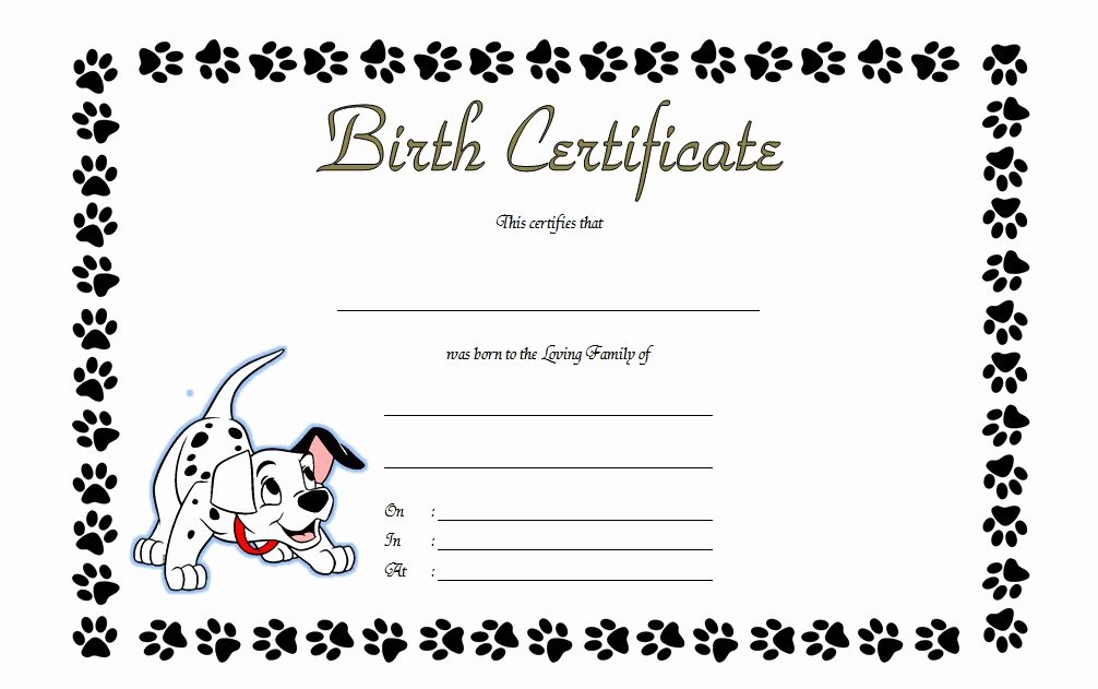 Puppy Birth Certificate Template Elegant Dog Birth Certificate Template Editable [9 Designs Free]