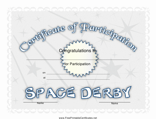 Raingutter Regatta Certificate Template Inspirational Space Derby Participation Certificate Template Download