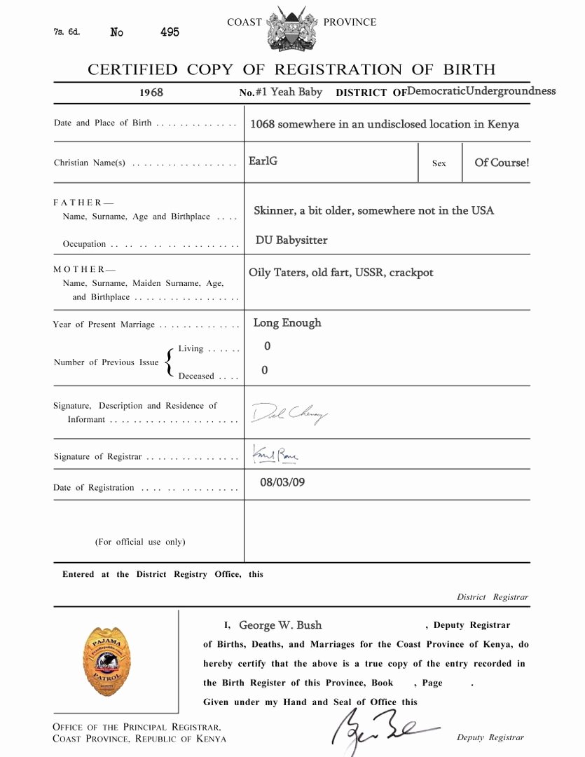 Real Birth Certificate Template Elegant Make Your Own Fake Kenyan Birth Certificate Democratic