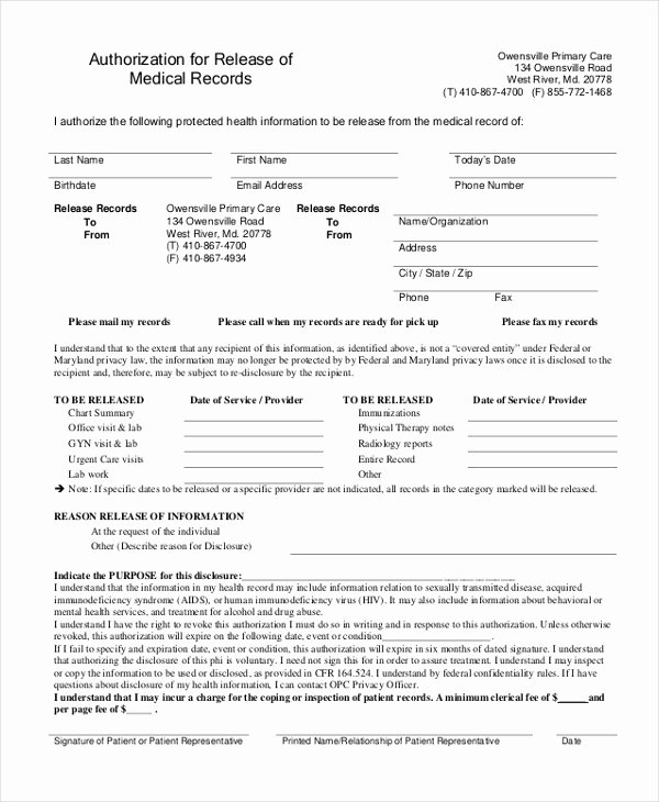 Record Release forms Elegant Free 10 Sample Medical Records Release forms