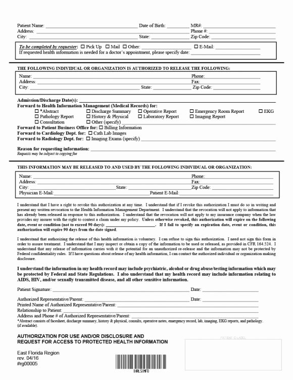 Release Of Medical Records form Awesome 40 Medical Records Release form Release Of Information