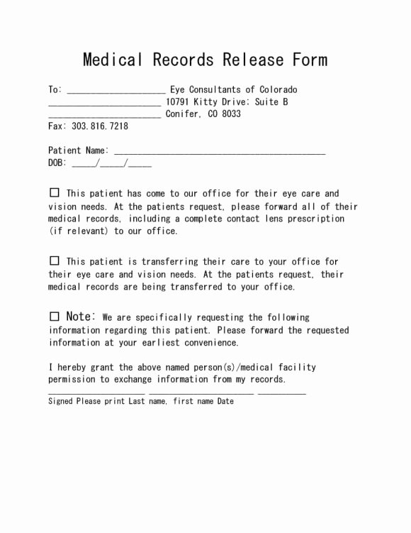 Release Of Medical Records form Inspirational 40 Medical Records Release form Release Of Information