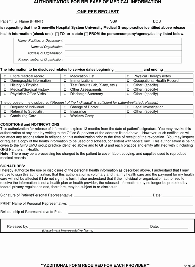 Release Of Medical Records form New Medical Records Release form Templates Free Printable forms