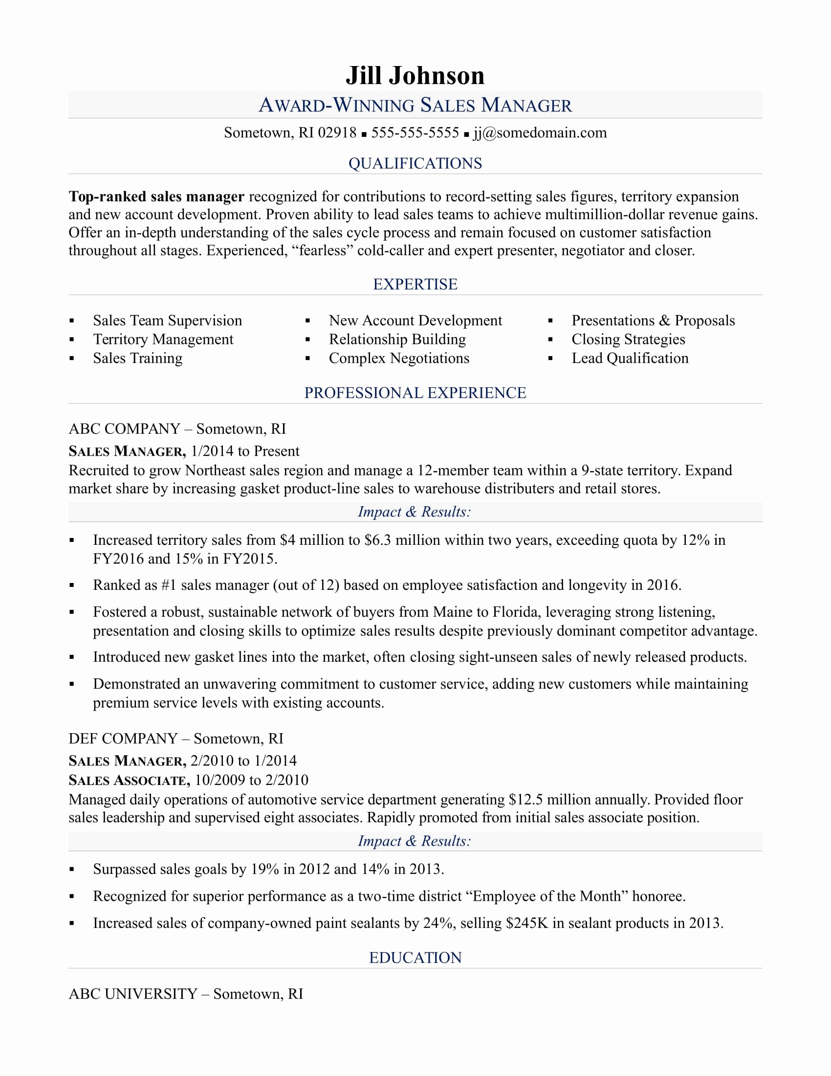 Internal Promotion Resume Template