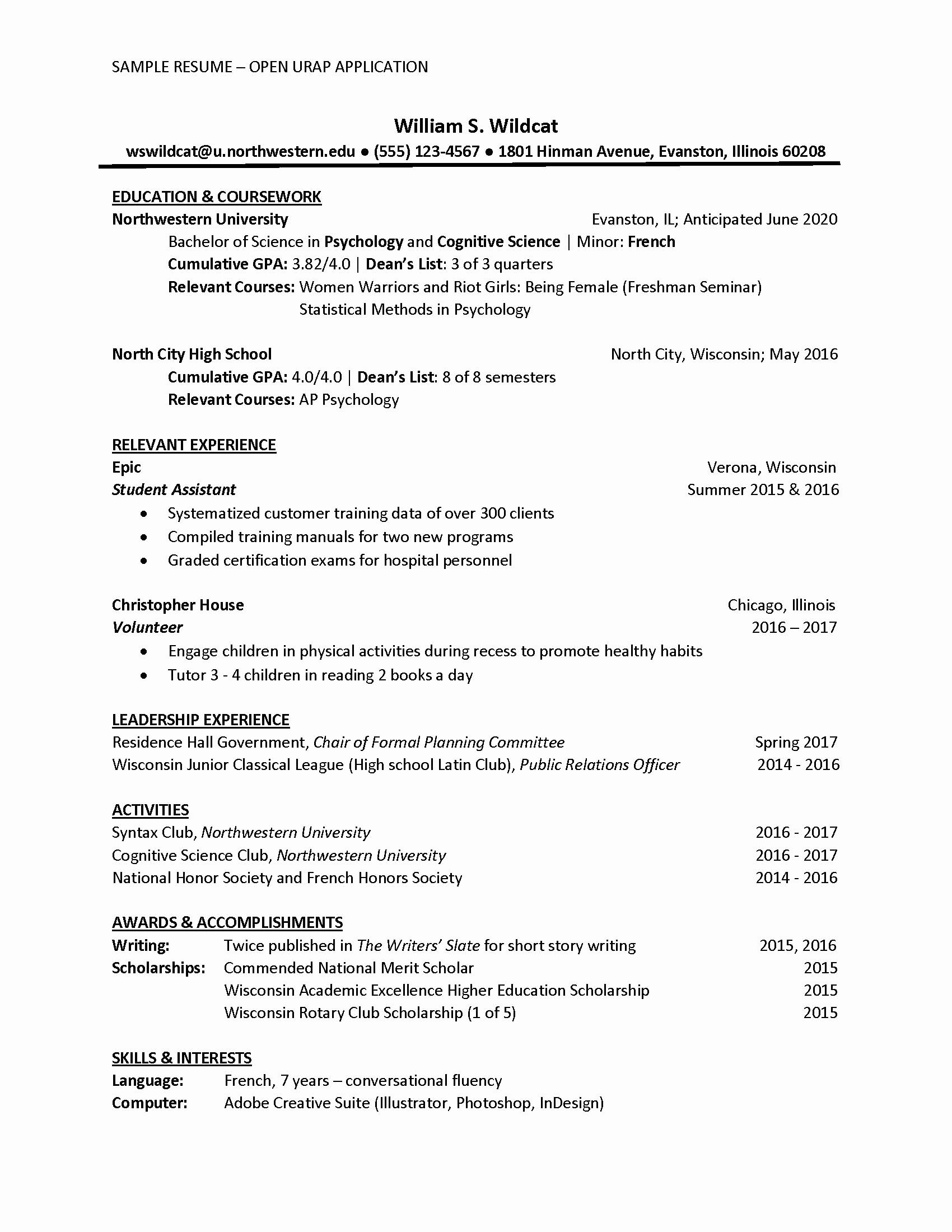 Resume with Honors Unique Example Resume Open Urap Position