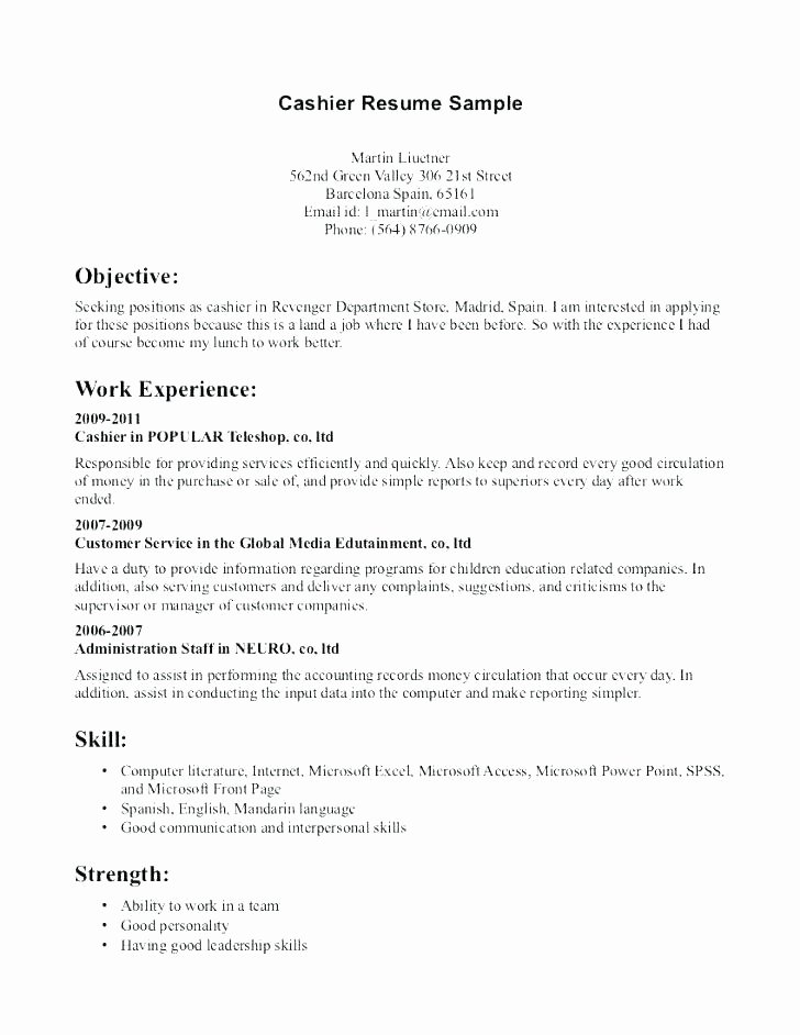 cashiers job description for resume