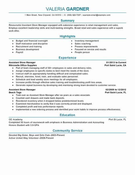 Retail Duties Resume Unique Best Retail assistant Store Manager Resume Example From